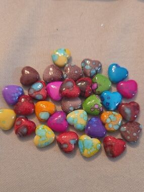 Bright Heart Shaped Acrylic Loose Beads 15mm 30pcs